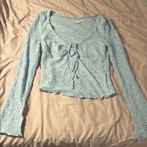 Urban Outfitters - Light Blue Long-Sleeve Lace Top
